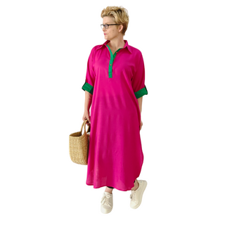 Collar Shirt Dress "Shirty" - Pink Teal Green