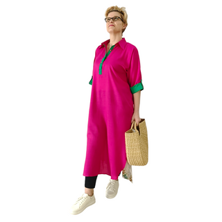 Collar Shirt Dress "Shirty" - Pink Teal Green