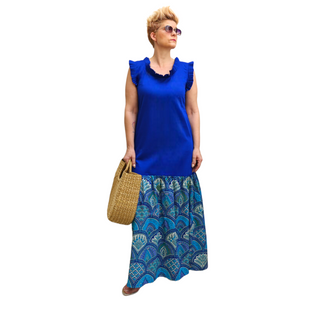 Boho Summer Paisley Dress "Maxi" - Royal blue