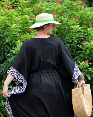 Minimalist Kaftan Summer Dress "Zebra Pattern" - Black