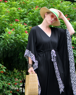 Kaftan Ljetna Haljina "Zebra Print"- Crna