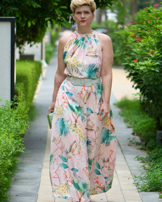 Maxi Summer Dress "Summer Breez" - Tropical Print