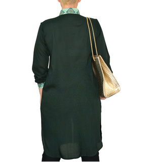 Women Long Shirt Dress "TO GO!" - Dark Green Rombus