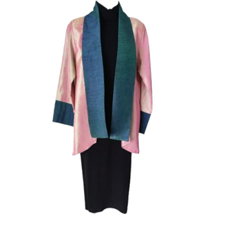 Kimono for Women "Sassymono"  - Light Pink Green Collar